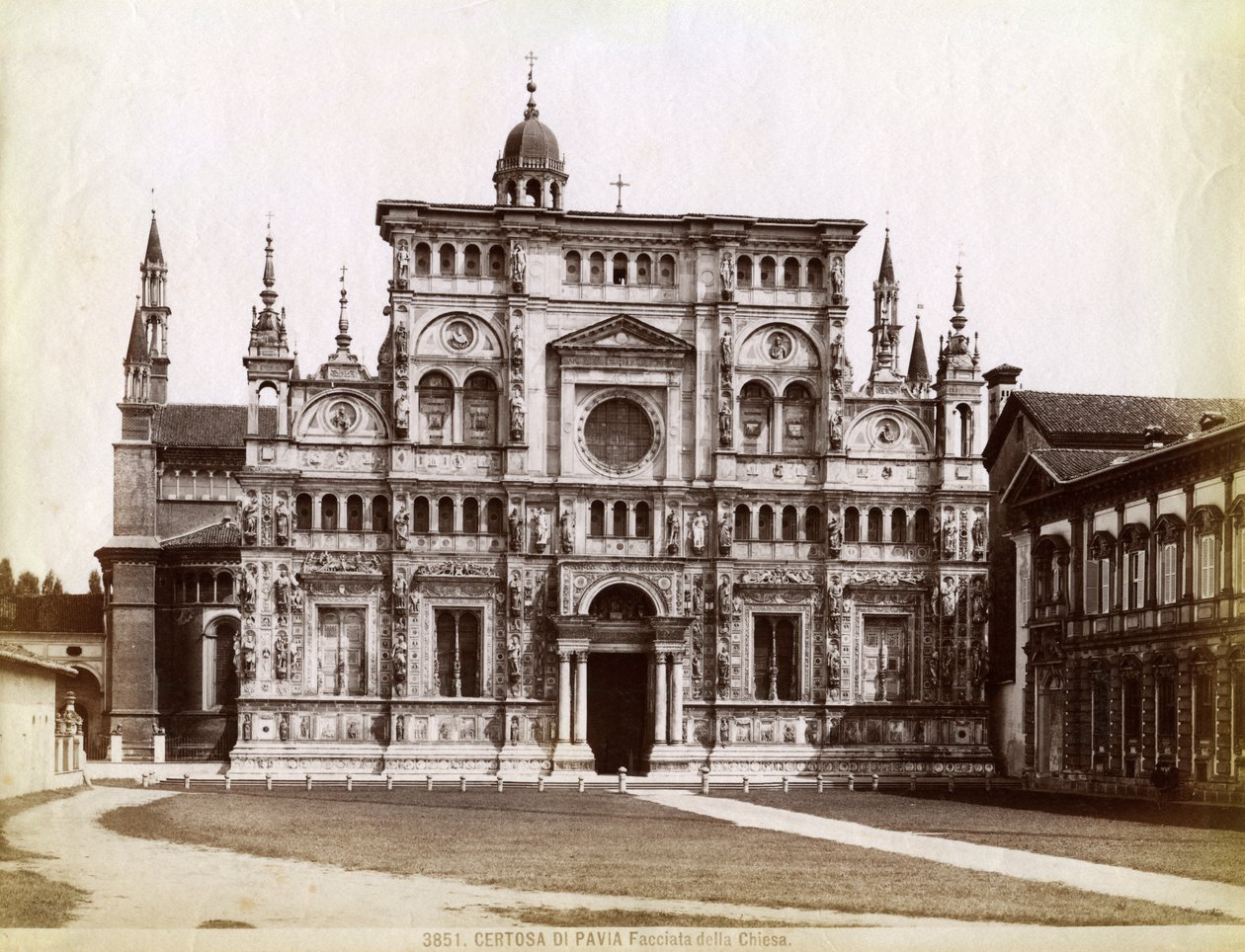 Fachada, Iglesia de la Cartuja de Pavía, Lombardía, norte de Italia, 1890 de Unbekannt