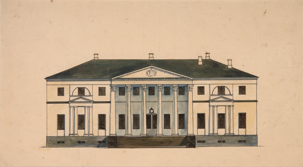 Fachada de la casa en la finca Golitsyn Petrovo-Dalneye, Primer cuarto del siglo XIX de Unbekannt