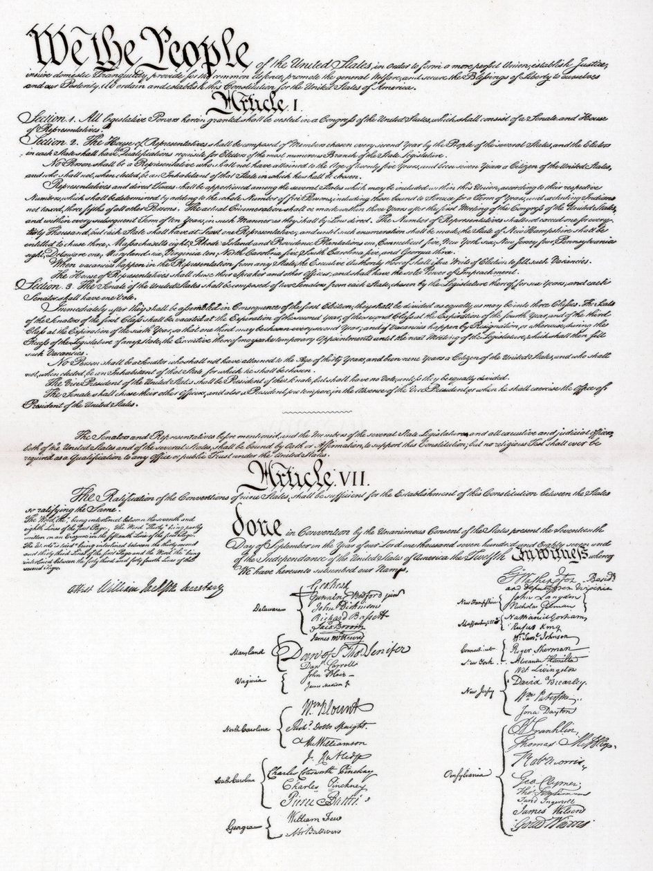 Facsímil del Preámbulo y la Constitución de los Estados Unidos de América, 1901 de Unbekannt