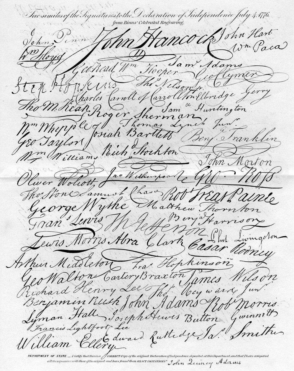 Facsímil de las firmas de la Declaración de Independencia, 4 de julio de 1776 de Unbekannt