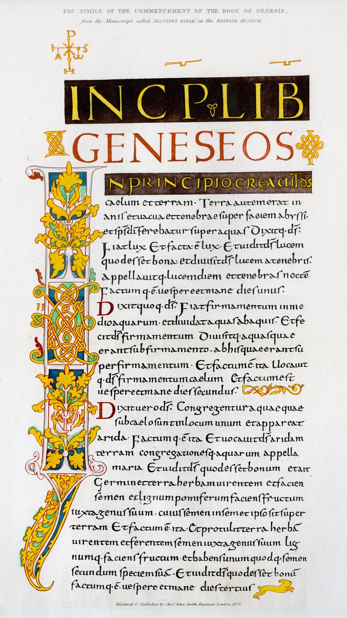 Facsímil del comienzo del Libro del Génesis, 1840 de Unbekannt