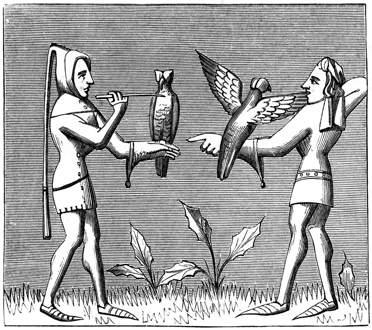 Halconeros vistiendo a sus aves de Unbekannt