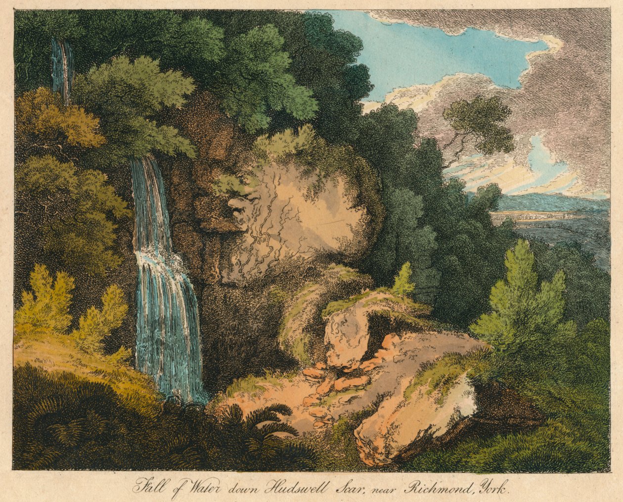 Caída de agua en Hudswell Scar, cerca de Richmond, York, siglo XIX de Unbekannt