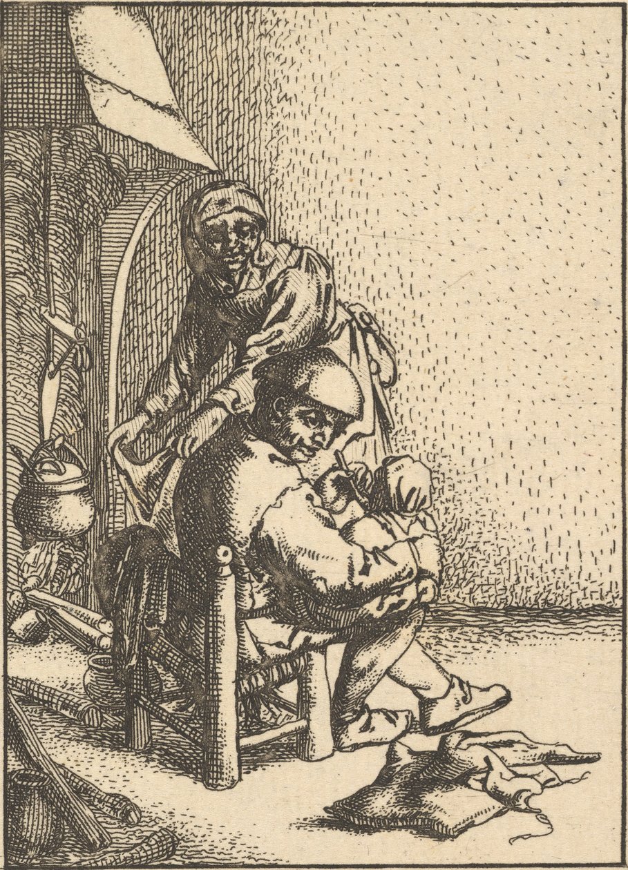 Padre alimentando a su hijo, 1610-85 de Unbekannt