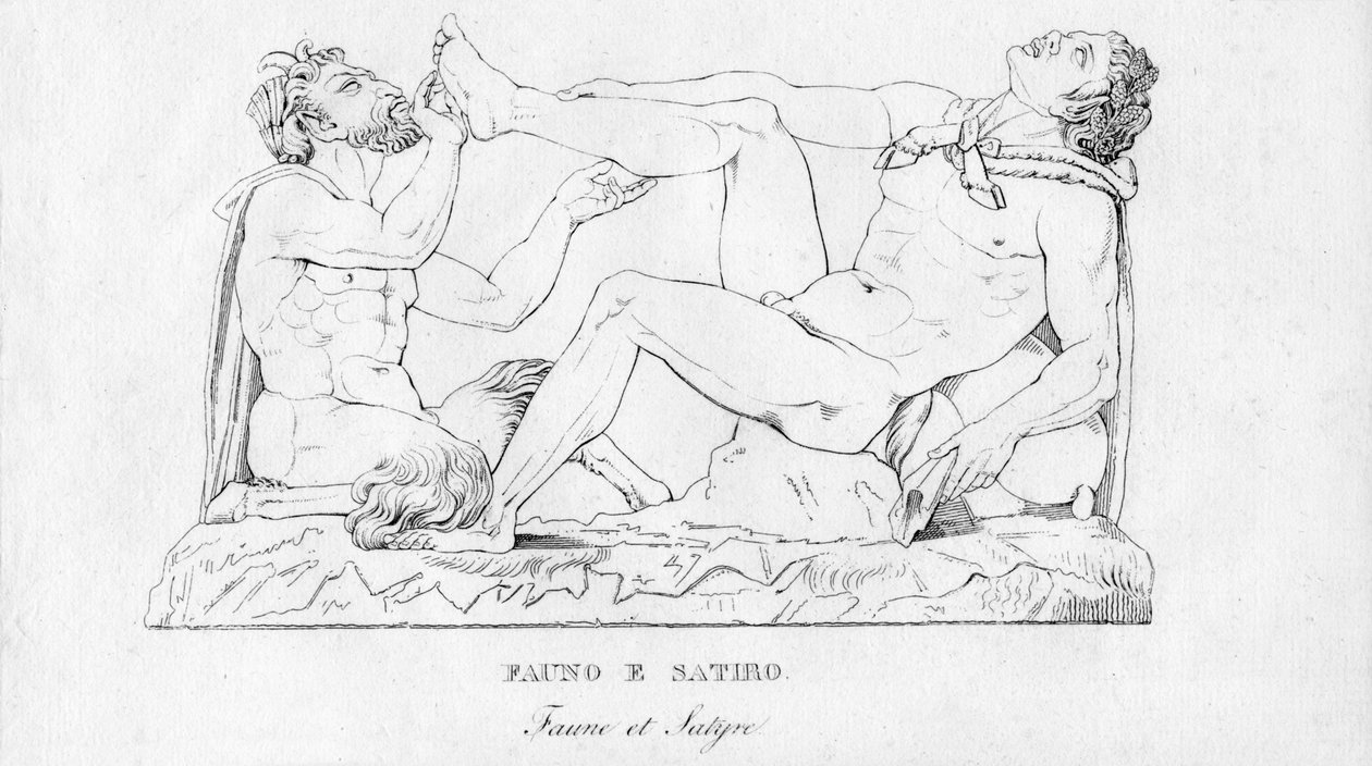 Fauno y Sátiro, c1850 de Unbekannt