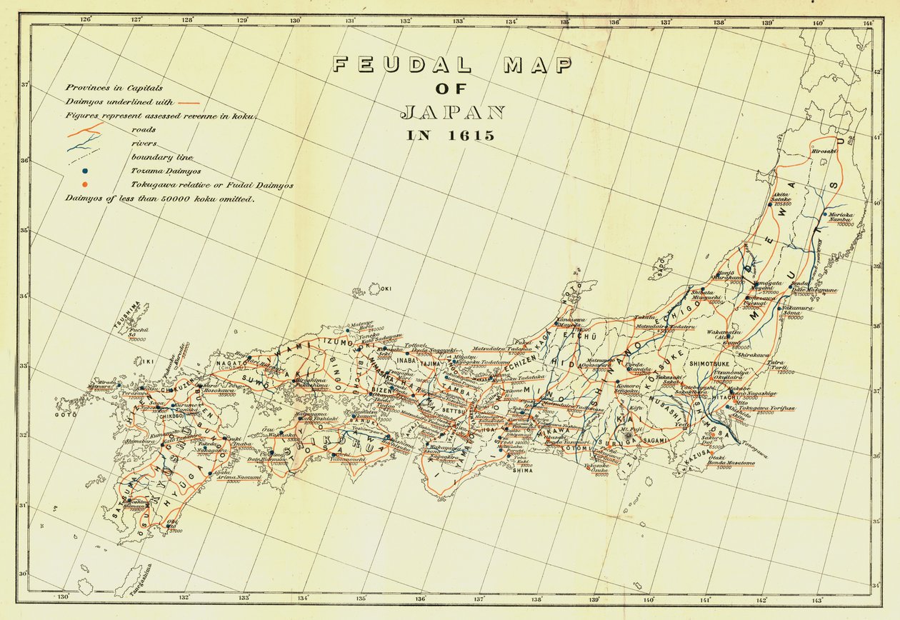 Mapa feudal de Japón en 1615, 1903 de Unbekannt