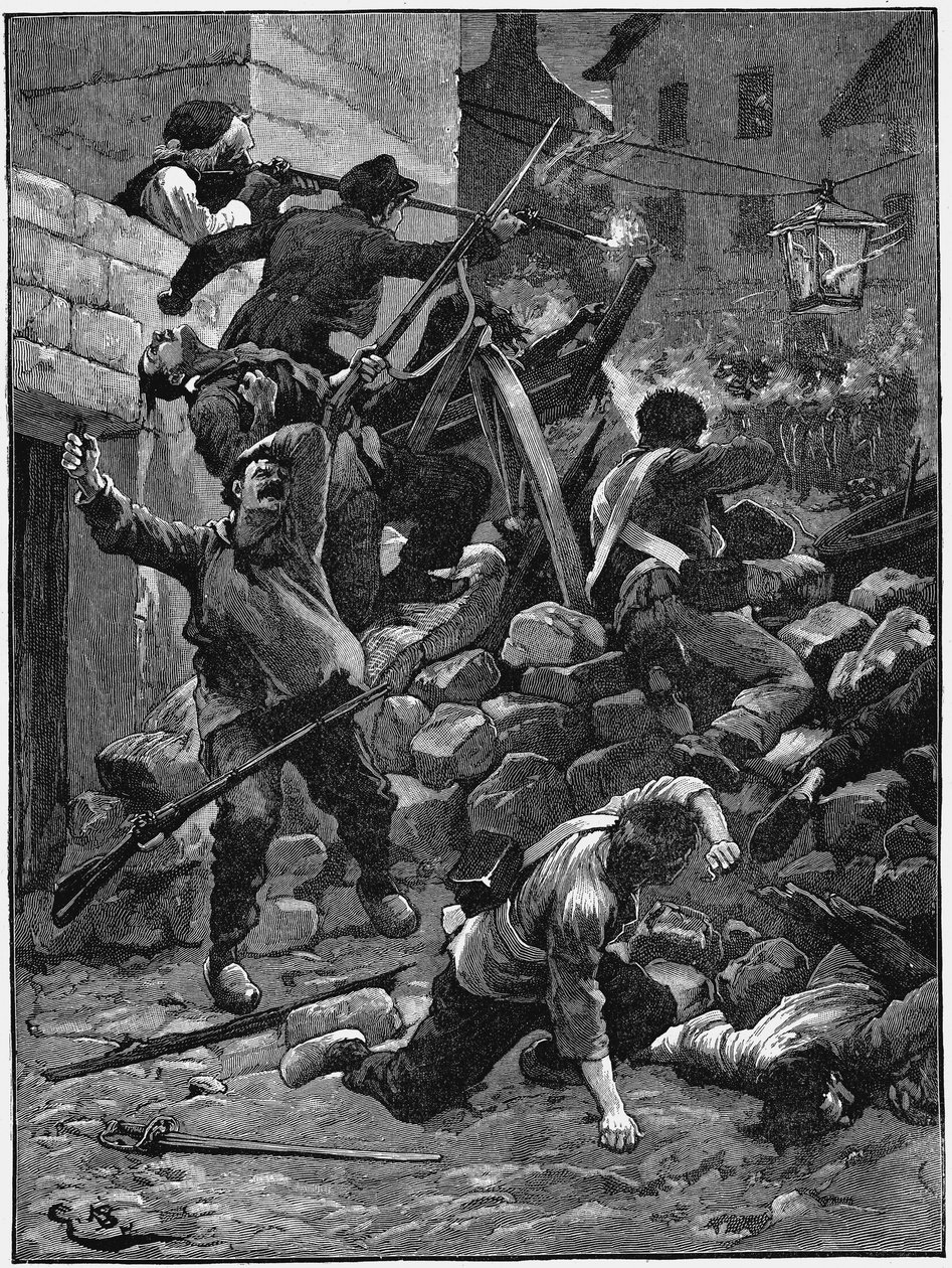 Luchando en las barricadas, La Monarquía de Julio, Francia de Unbekannt