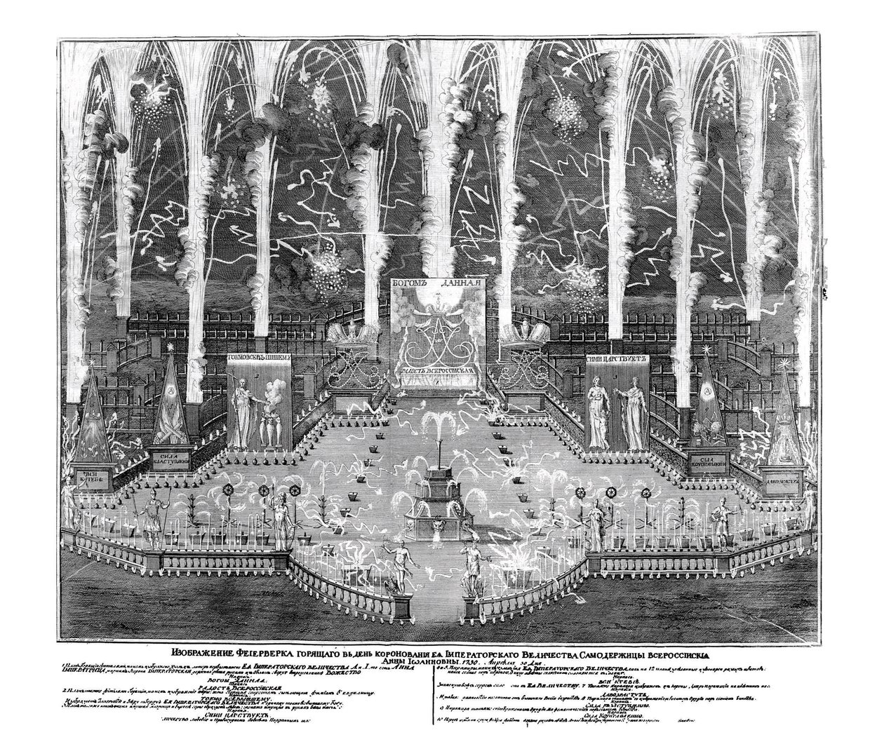 Fuegos artificiales con motivo de la coronación de Anna Ioannovna el 30 de abril de 1730, 1730 de Unbekannt
