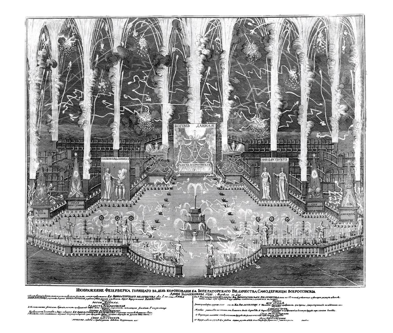 Fuegos artificiales con motivo de la coronación de Anna Ioannovna el 30 de abril de 1730, 1730 de Unbekannt