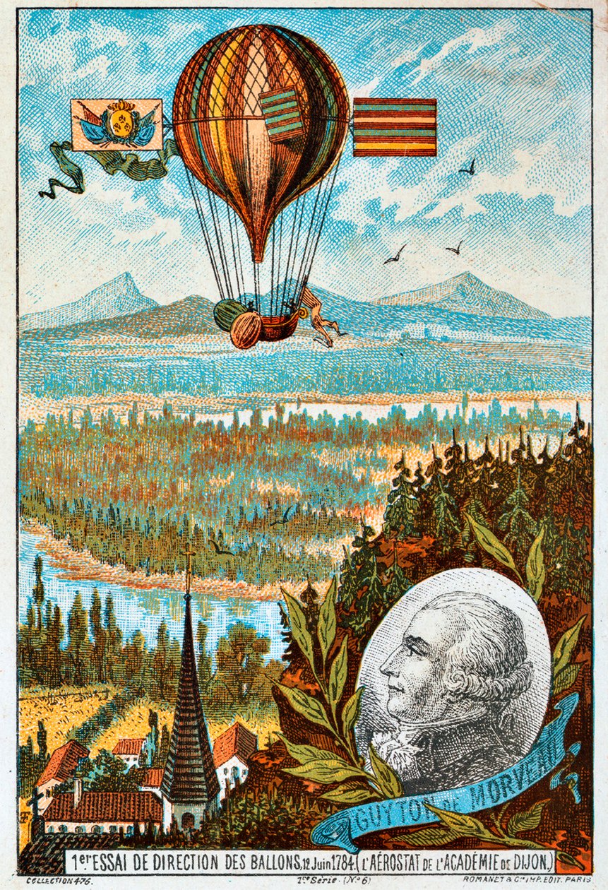 Primer intento de Guyton de Morveau de dirigir un globo, Dijon, Francia de Unbekannt