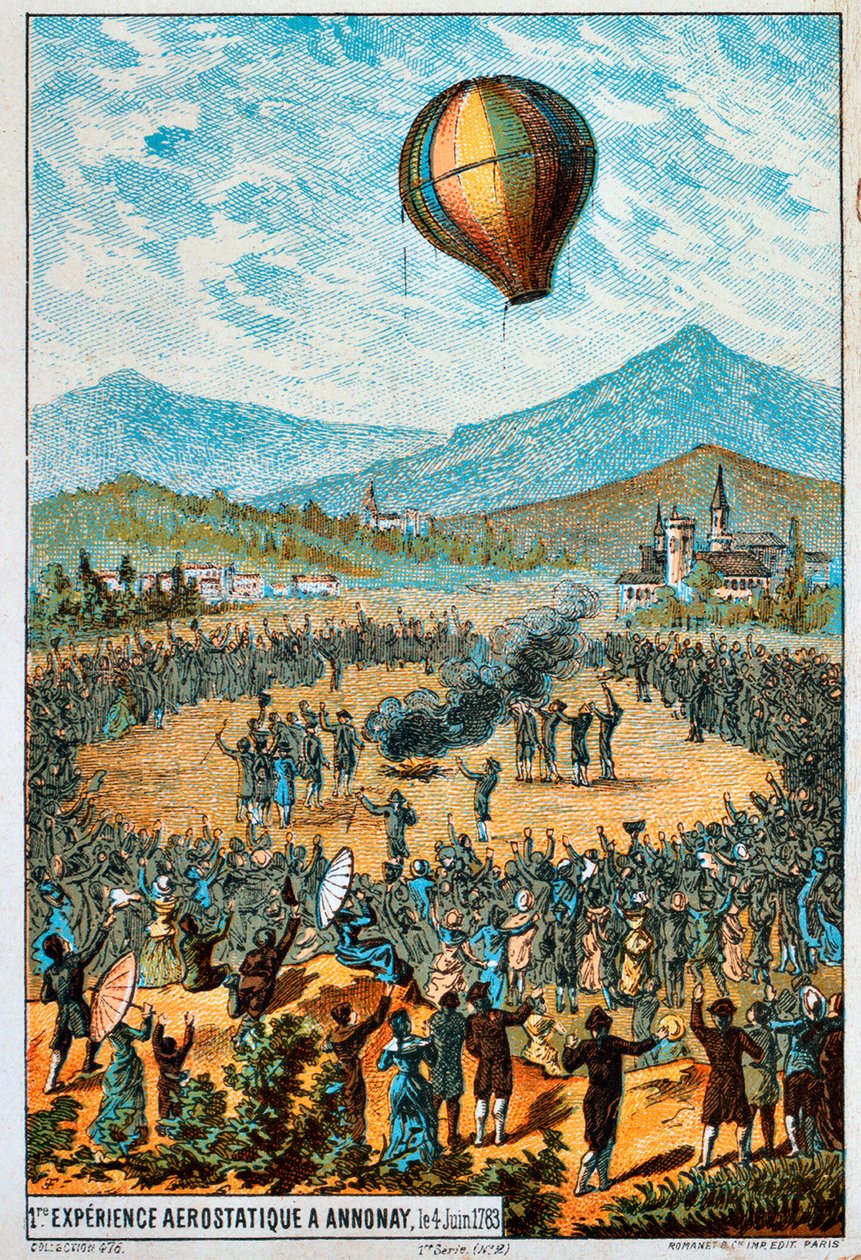 Primer vuelo de prueba de un globo aerostático en Annonay, Francia, 4 de junio de 1783, 1890s de Unbekannt