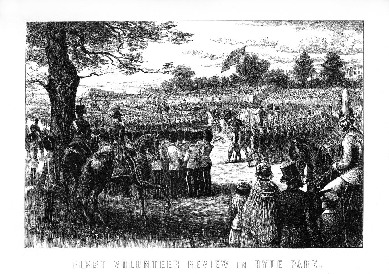 Primera revisión de voluntarios en Hyde Park, Londres, 1899 de Unbekannt