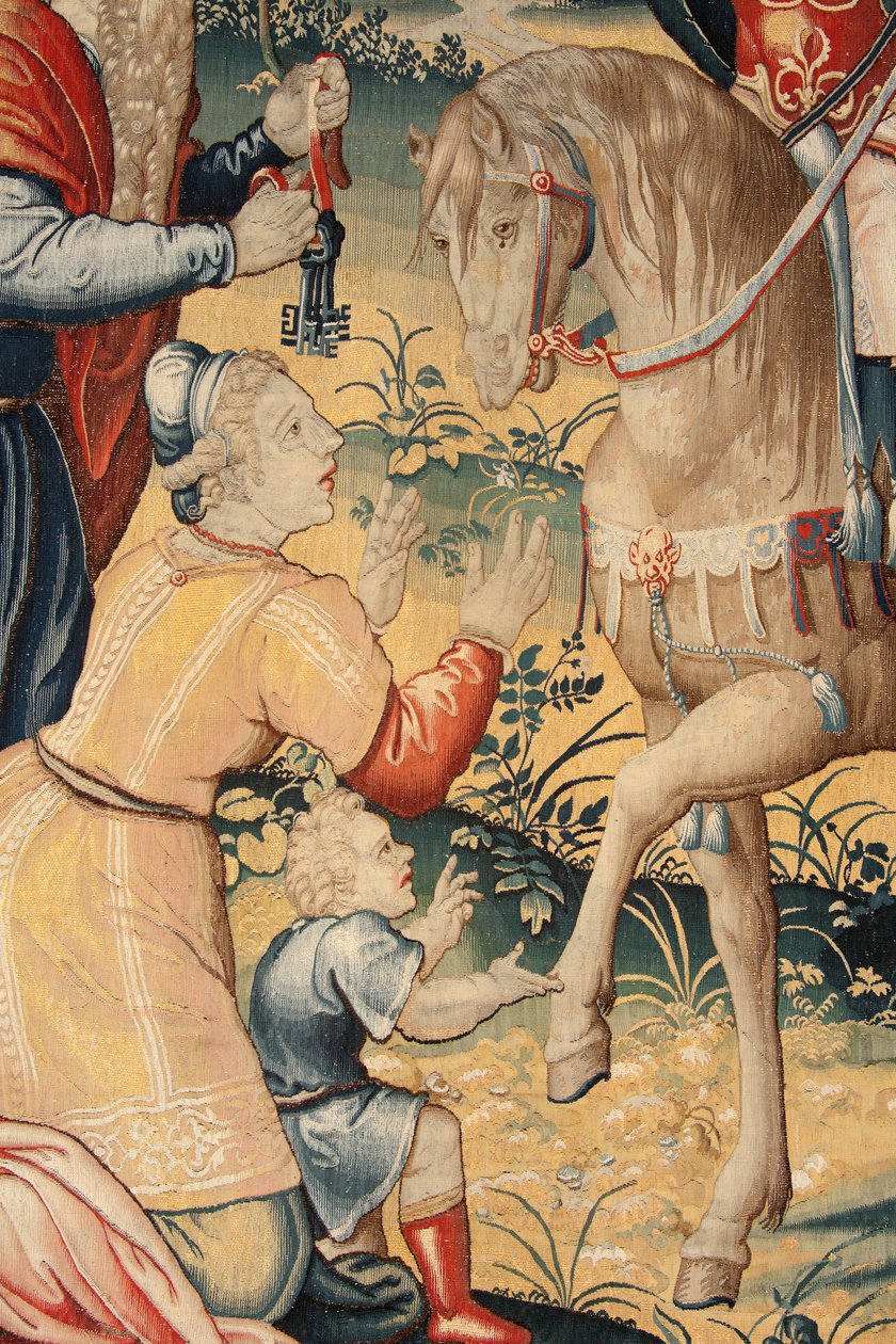 Tapiz flamenco. Serie La Historia de Aníbal. Aníbal en Italia. Tercer tapiz de los conservados. Modelos maestro anónimo de los Países Bajos. Manufactura talleres de Bruselas. Ca 1570. Tela lana y seda de Unbekannt