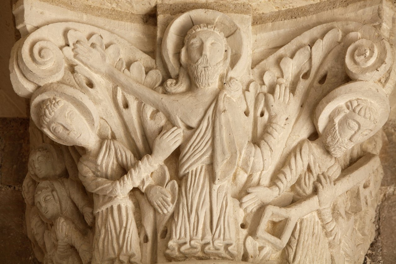 Capitel del pórtico de la basílica de la abadía de Fleury, Saint Benoit sur Loire, Francia de Unbekannt