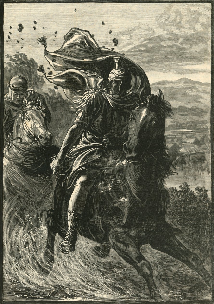 Huida de Pompeyo del campo de batalla de Farsalia, 1890 de Unbekannt