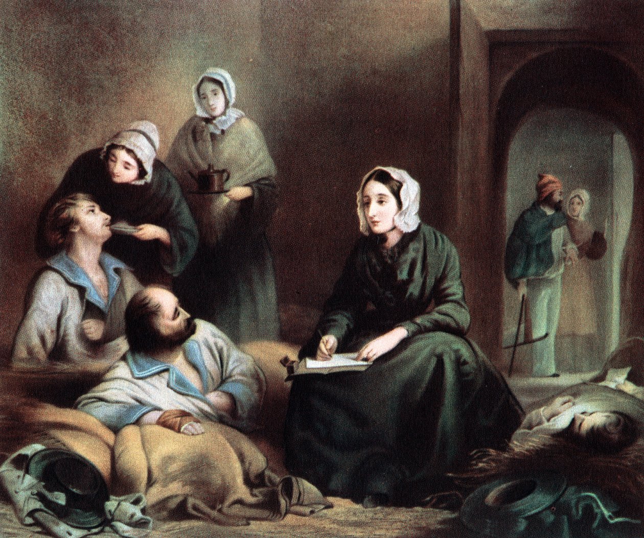 Florence Nightingale, enfermera británica y reformadora hospitalaria, en el Hospital de Scutari, Turquía, 1855 de Unbekannt