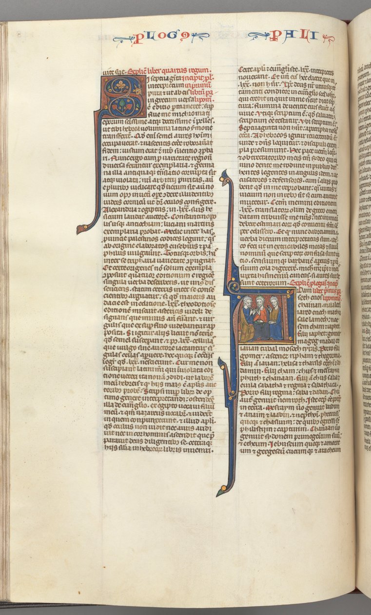 Fol. 148v, Crónicas I, inicial historiada A, tres descendientes de Adán, c. 1275-1300 de Unbekannt