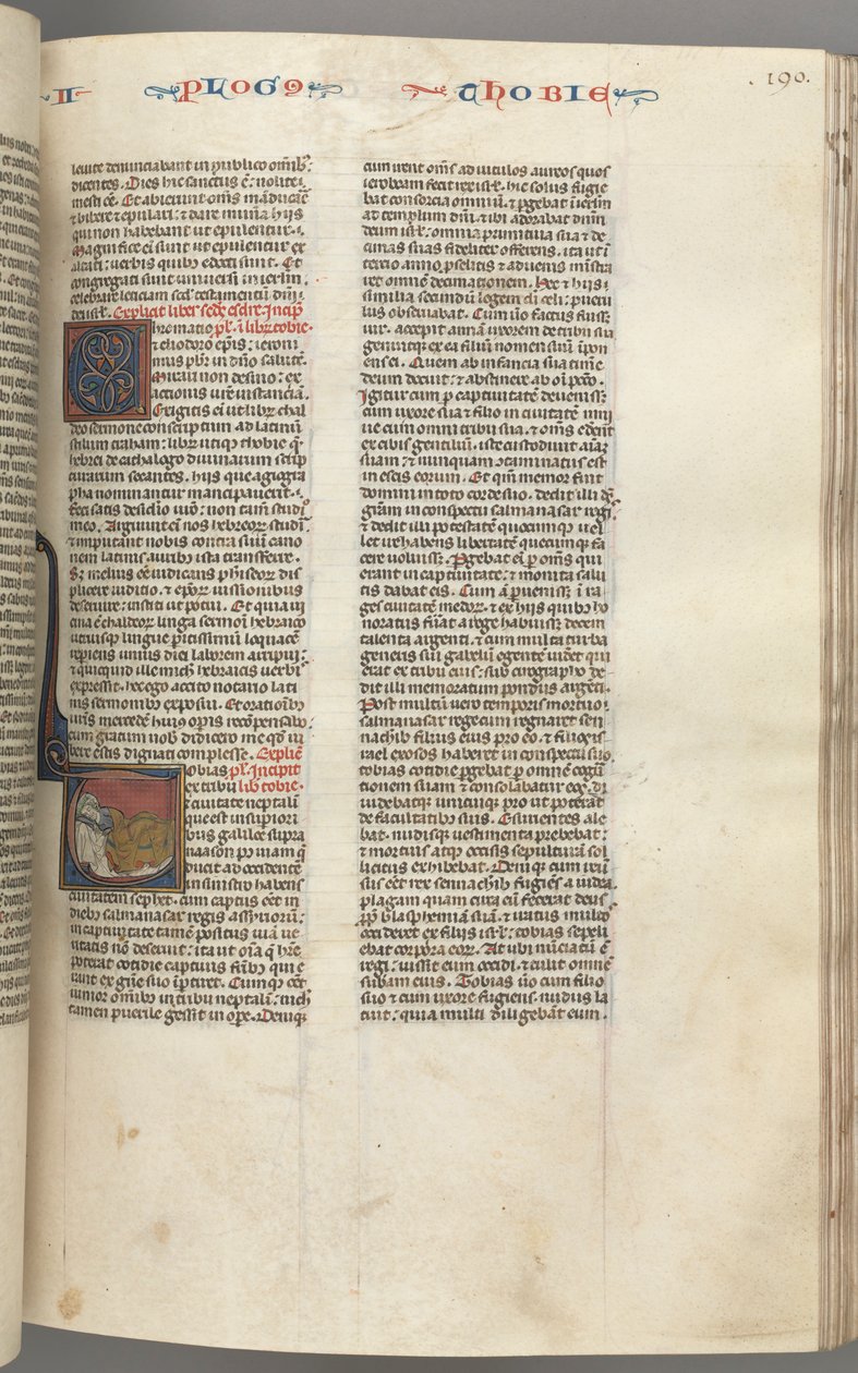 Fol. 190r, Tobías, inicial historiada T, Tobías durmiendo en una cama, c. 1275-1300 de Unbekannt