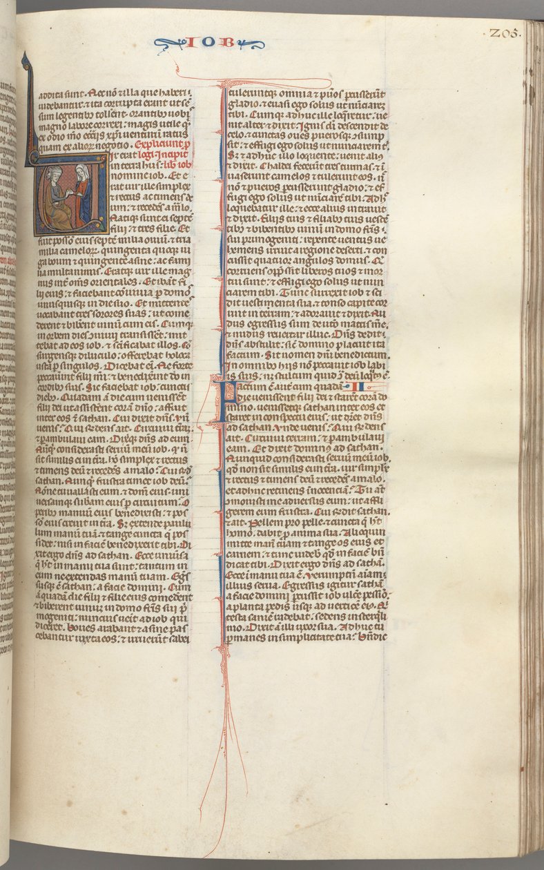 Fol. 205r, Job, inicial historiada V, Job en el montón de estiércol con un pendiente de oro, c. 1275-1300 de Unbekannt