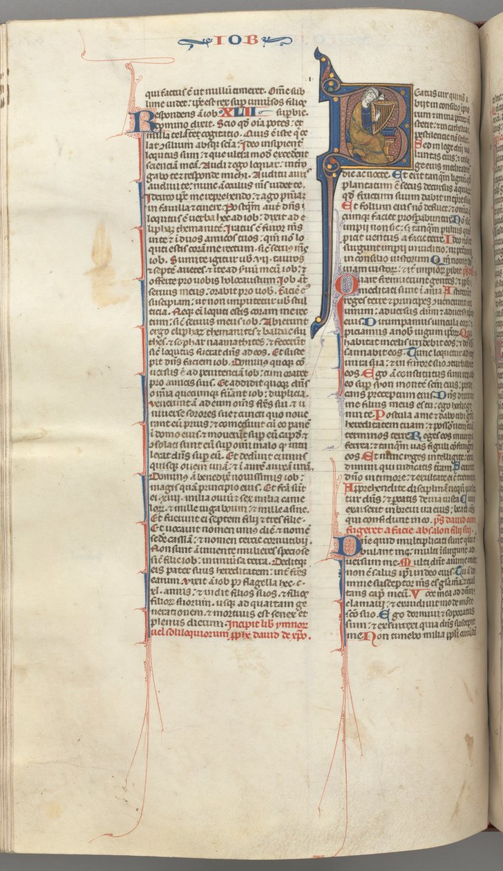 Fol. 214v, Salmo 1, inicial historiada 8, David tocando el arpa, c. 1275-1300 de Unbekannt