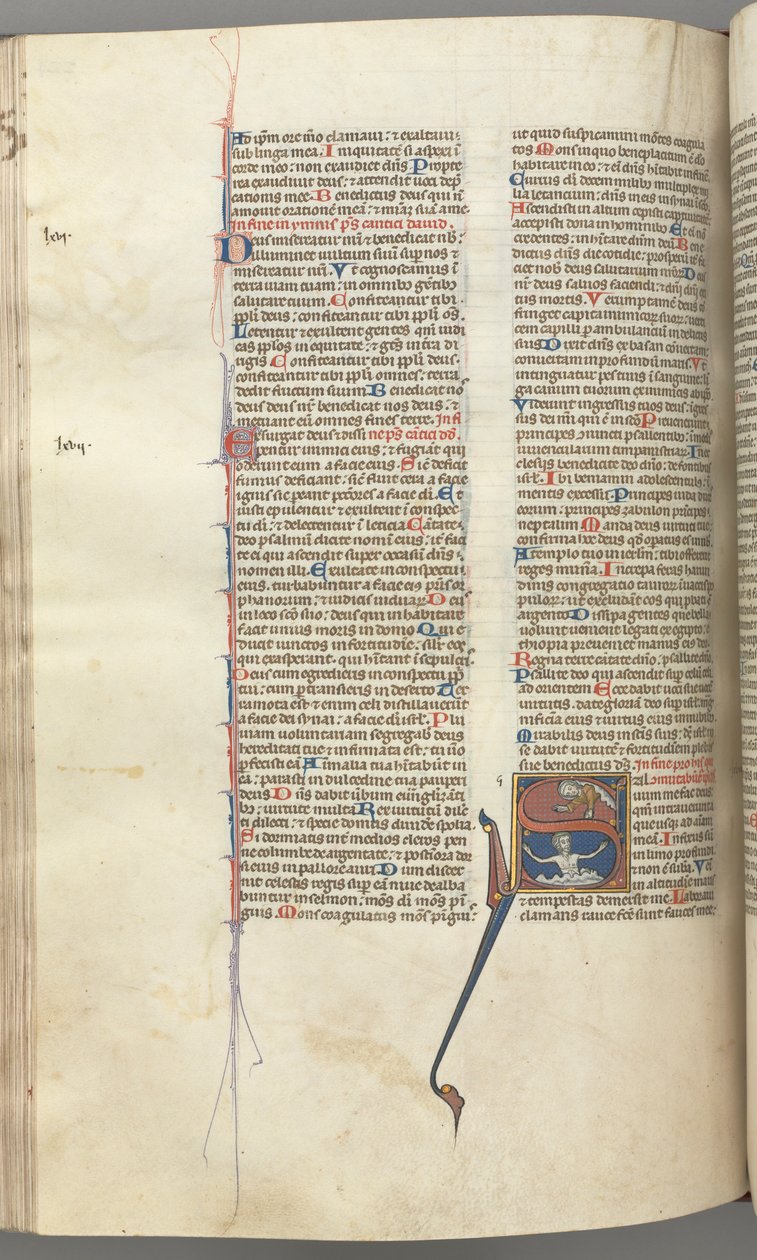 Fol. 224v, Salmo 68, inicial historiada S, David en el agua apelando a Dios arriba, c. 1275-1300 de Unbekannt