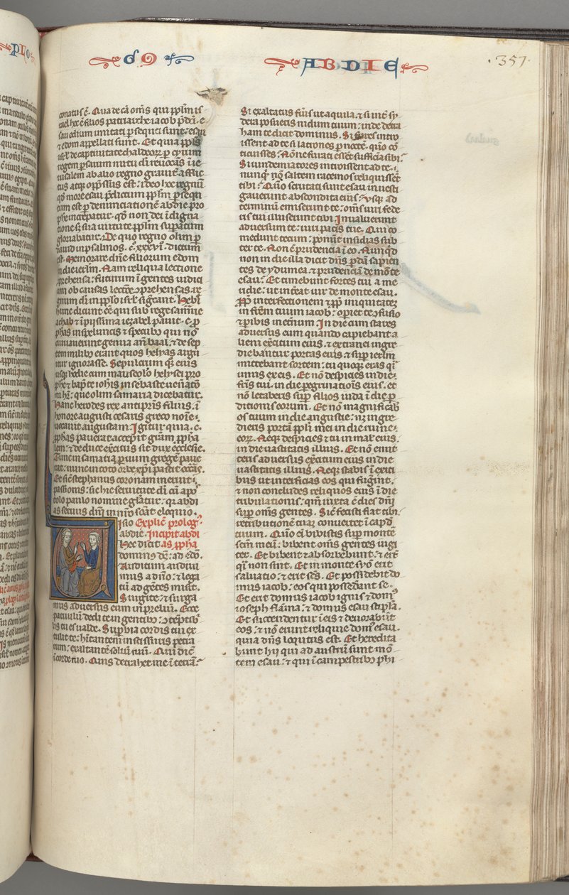 Fol. 357r, Abdías, inicial historiada V, Abdías y un judío en discusión, c. 1275-1300 de Unbekannt