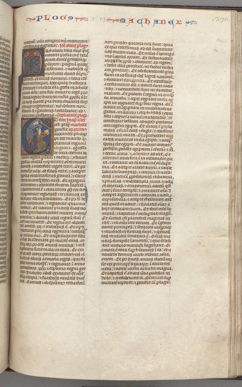 Fol. 370r, Macabeos I, inicial historiada E, Matatías matando al judío idólatra de Unbekannt