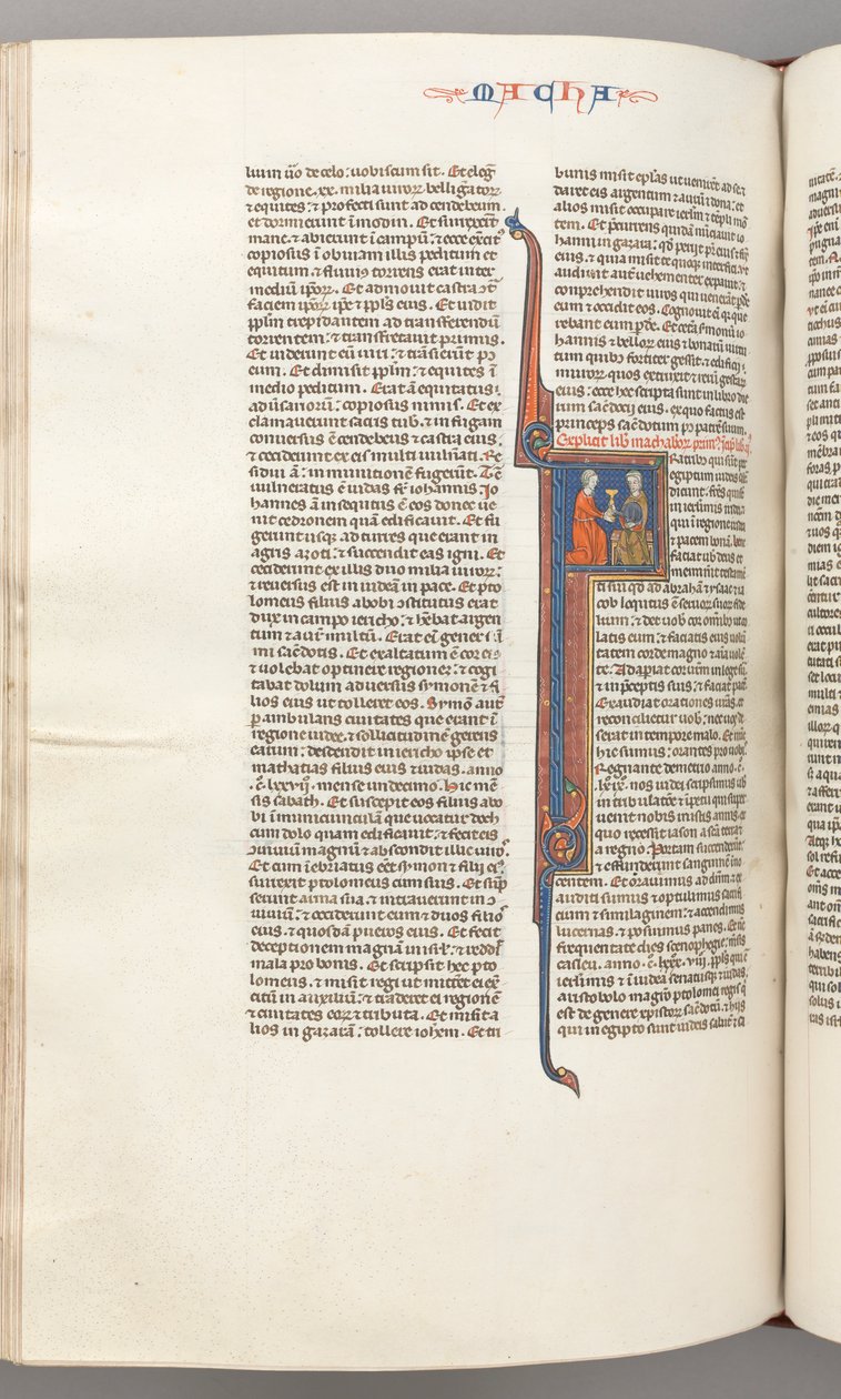 Fol. 382v, Macabeos II, inicial historiada F, un cáliz dorado presentado a un judío, c. 1275-1300 de Unbekannt