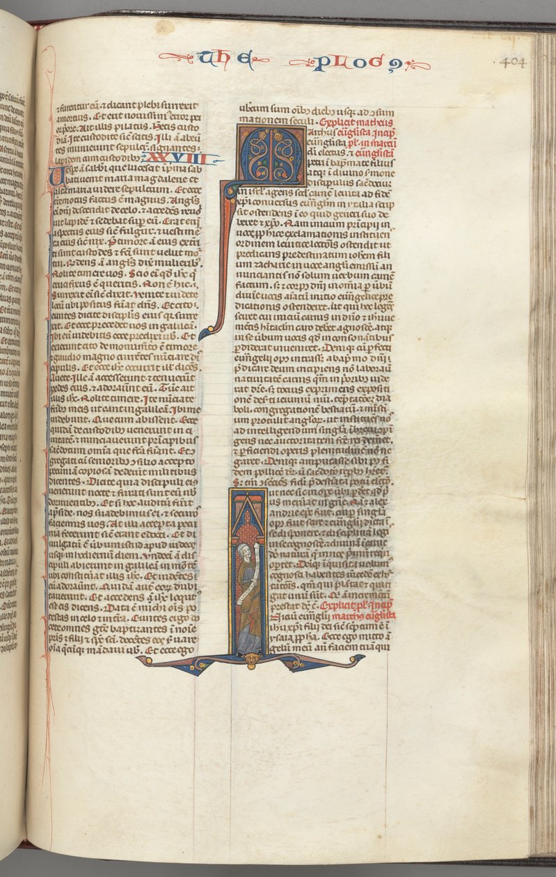 Fol. 404r, Marcos, inicial historiada I, Marcos de pie con un pergamino, c. 1275-1300 de Unbekannt