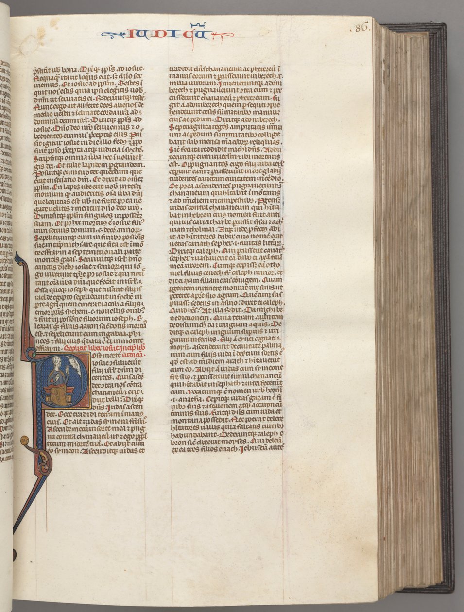 Fol. 86r, Jueces, inicial historiada R, Judá sentado con un libro hablando con Dios, c. 1275-1300 de Unbekannt
