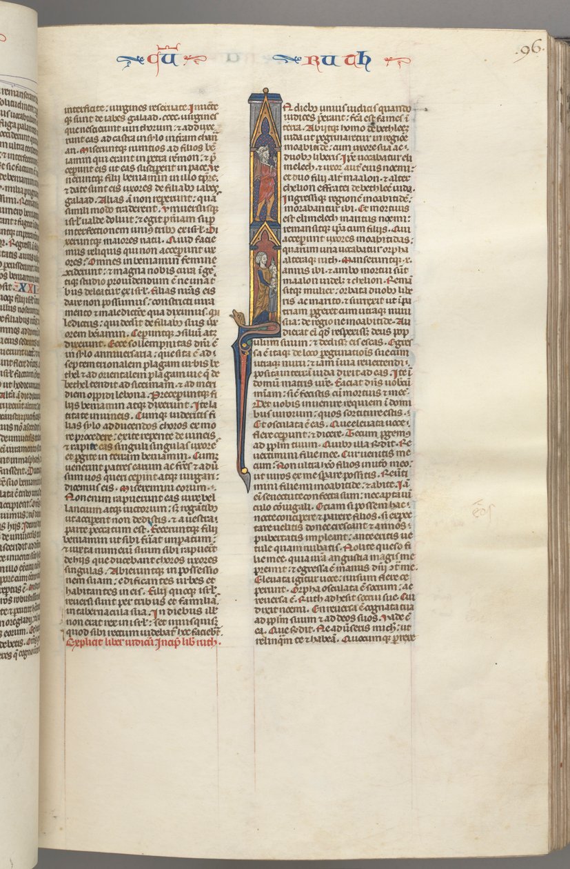 Fol. 96r, Ruth, Inicial historiada I con Elimilech y Naomi, c. 1275-1300 de Unbekannt