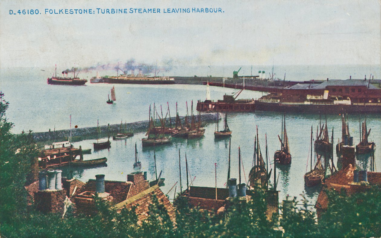Folkestone: Vapor de turbina saliendo del puerto, finales del siglo XIX-principios del siglo XX de Unbekannt
