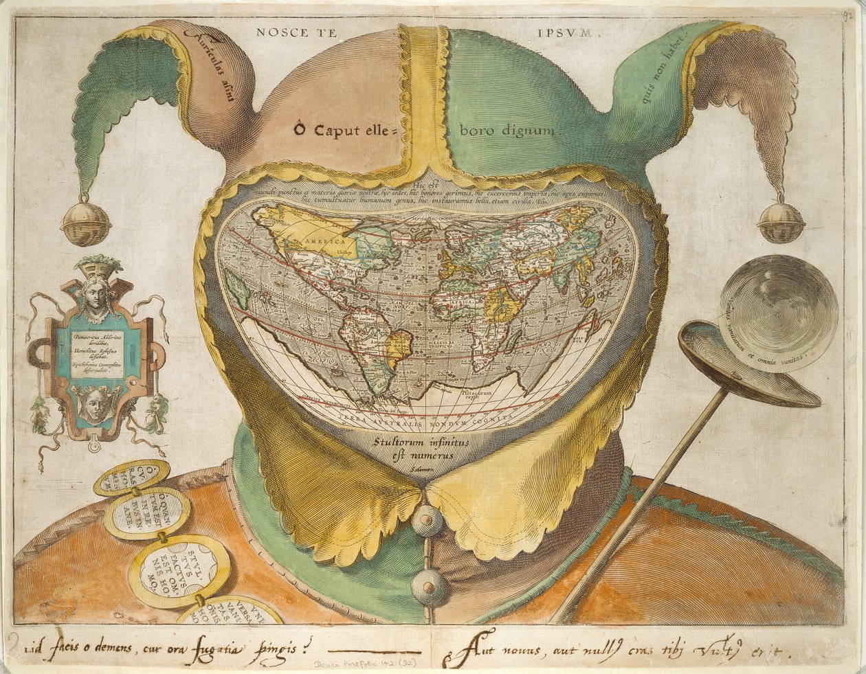 Mapa del Mundo con Gorro de Bufón, c. 1590 de Unbekannt