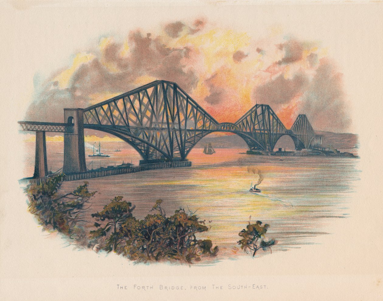 Puente Ferroviario de Forth desde el sureste, Escocia, c. 1895 de Unbekannt