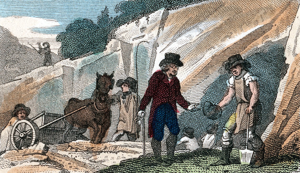 Caza de fósiles en la cantera de tiza de Cherry Hinton, Cambridgeshire, 1822 de Unbekannt