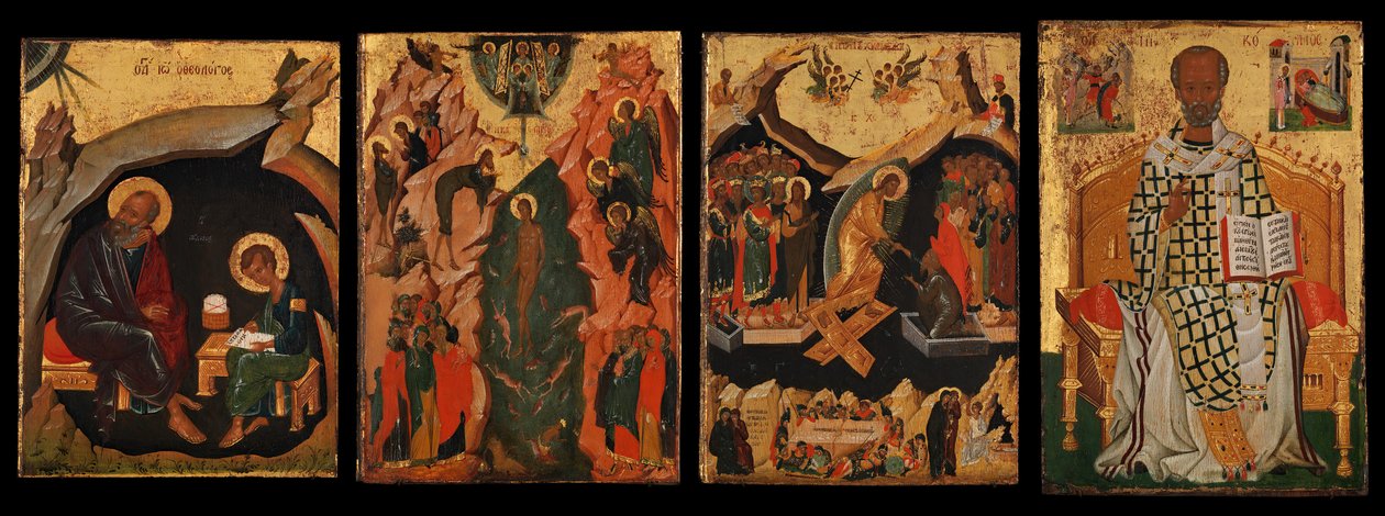 Cuatro iconos de un par de paneles de puertas, posiblemente parte de un políptico..., principios del siglo XV de Unbekannt