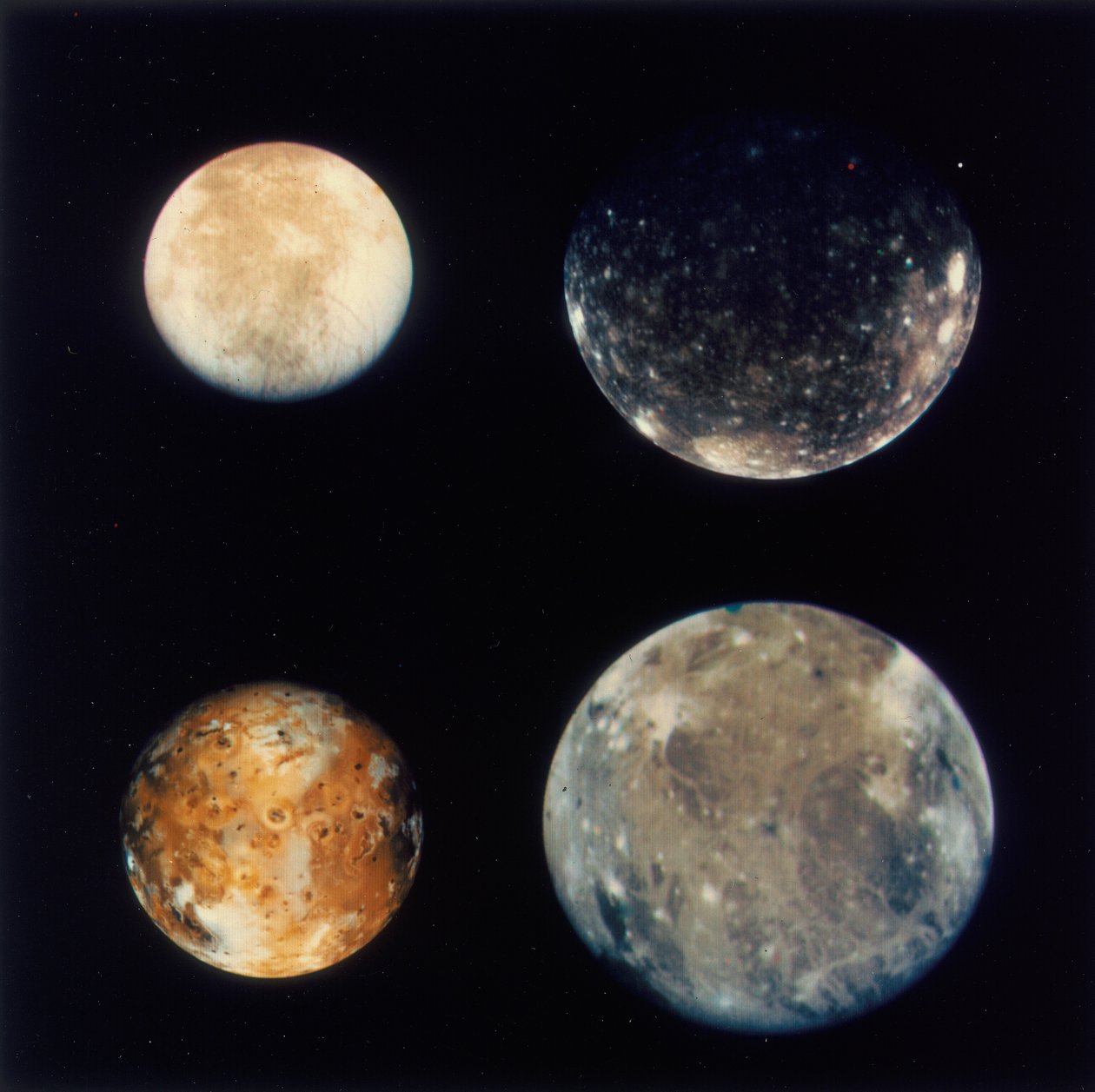 Cuatro lunas de Júpiter, Io, Europa, Ganimedes y Calisto, 1979 de Unbekannt
