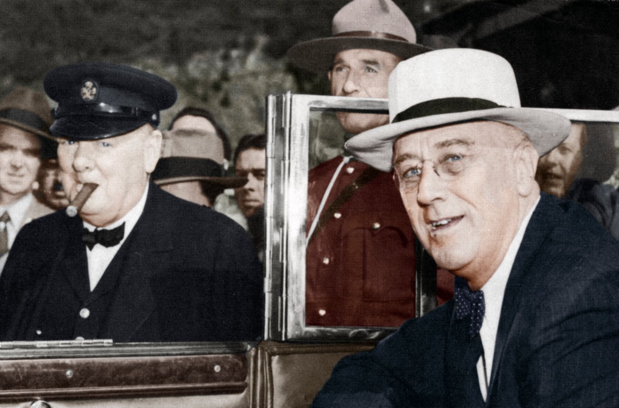 Franklin D. Roosevelt y Winston Churchill reunidos en Quebec, Canadá, 1944 de Unbekannt