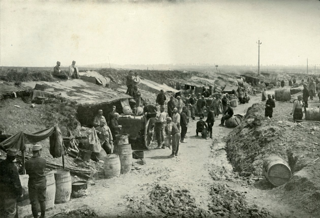 Cocinas de servicio de campo francés detrás de la línea de fuego, 1919 de Unbekannt