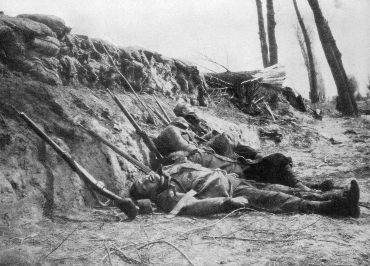 Infantería Zouave francesa muerta por gas, Segunda Batalla de Ypres, Bélgica, 22 de abril de 1915 de Unbekannt