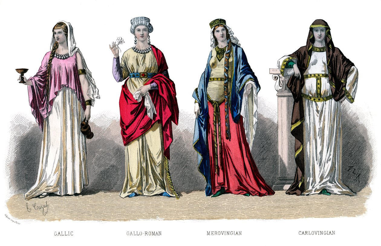 Traje francés: Galo, Galo Romano, Merovingio, Carolingio, 1882 de Unbekannt