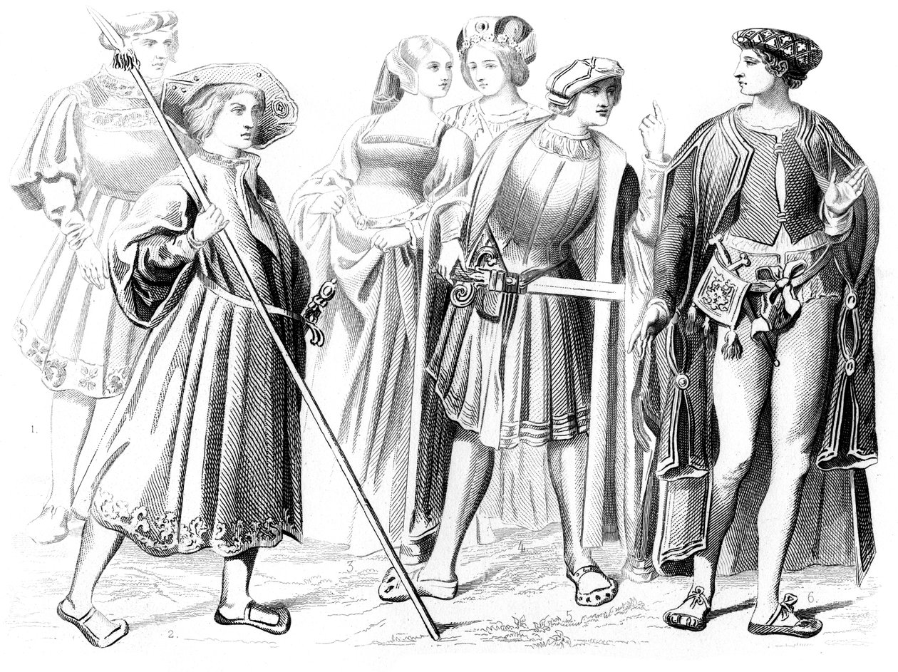 Nobles franceses y mujeres, un guardia y un caballero, siglo XV 1849 de Unbekannt