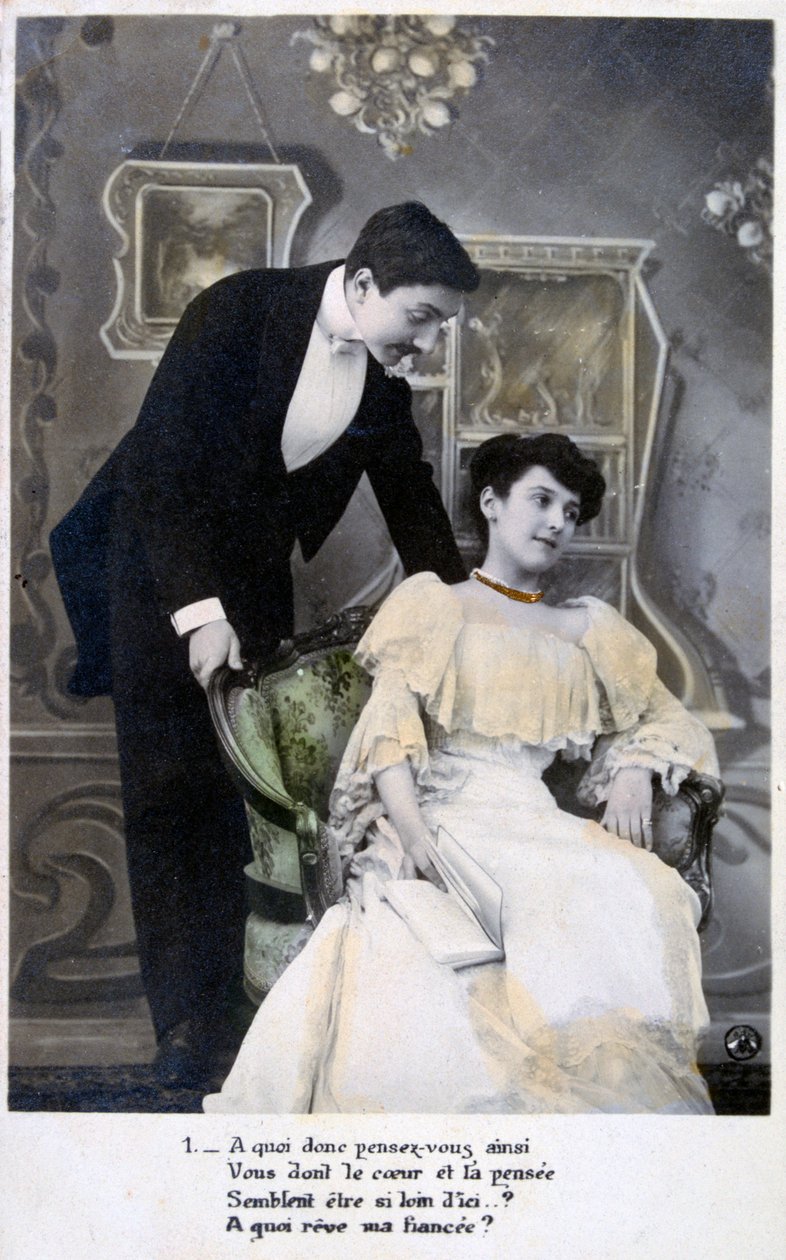 Postal romántica francesa, c1900 de Unbekannt