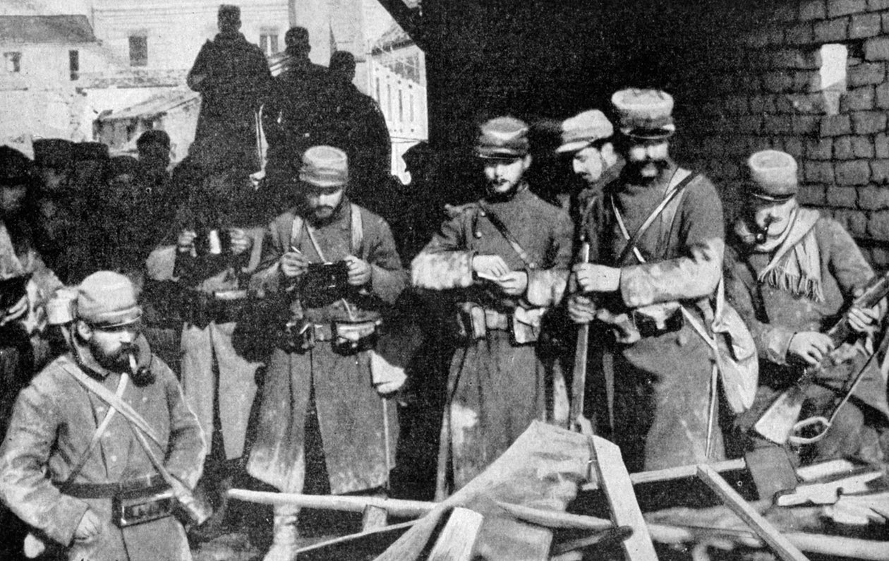 Soldados franceses en descanso en Champagne, Francia, Primera Guerra Mundial de Unbekannt