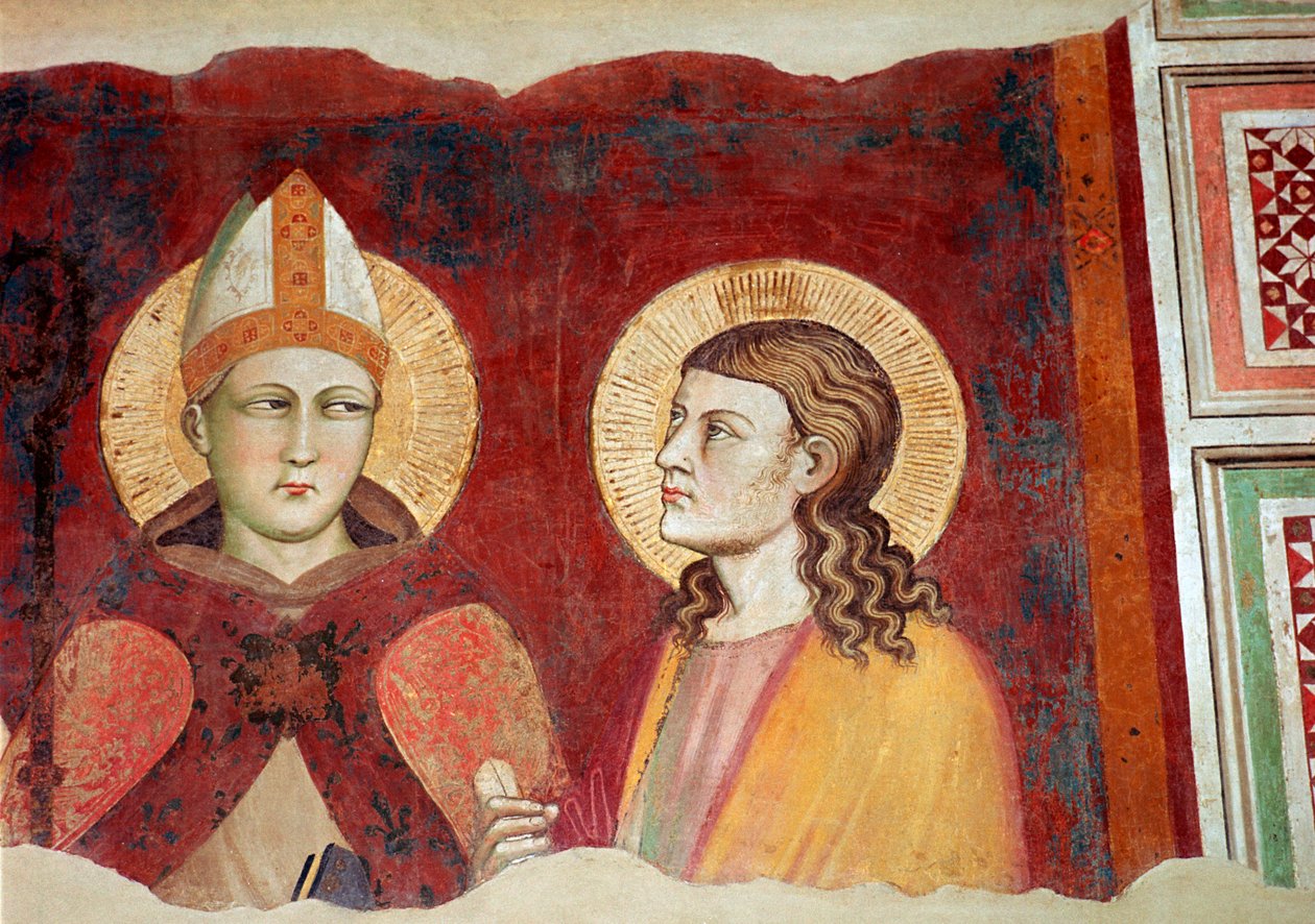 Fresco de un obispo, siglo XIV de Unbekannt