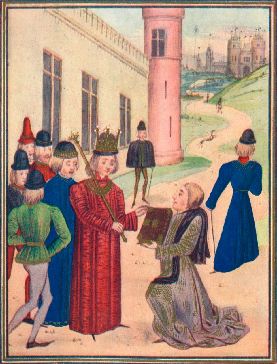 Froissart presentando su libro de poemas de amor a Ricardo II en 1395 de Unbekannt
