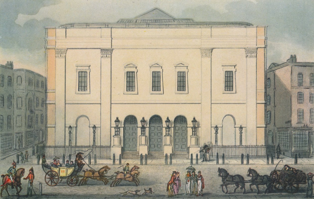 Vista frontal del Teatro Real, Drury Lane, Westminster, Londres de Unbekannt