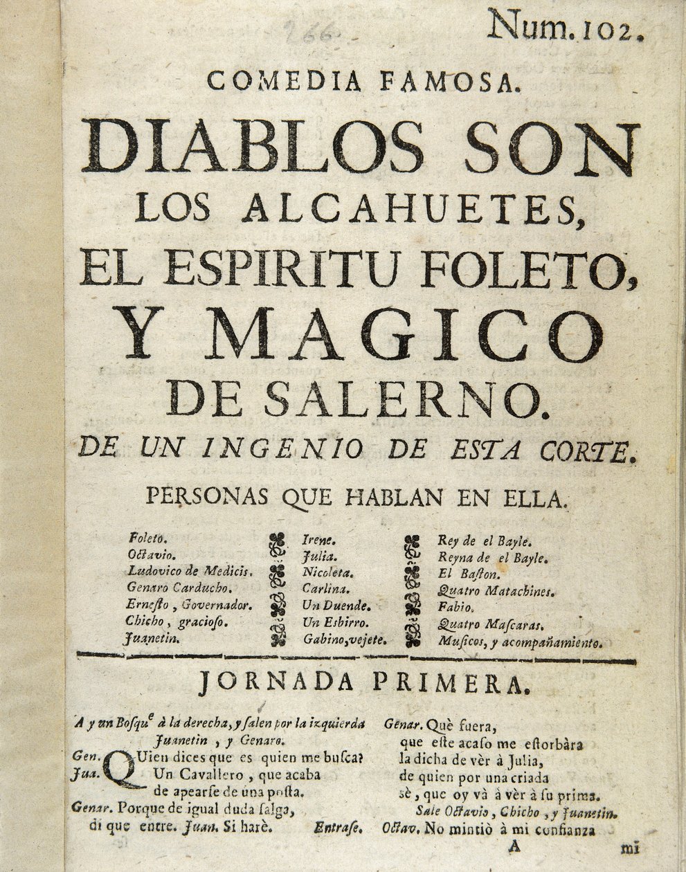 Frontispicio de "Diablos son los alcahuetes, el espíritu foleto, y mágico de Salerno" de Unbekannt