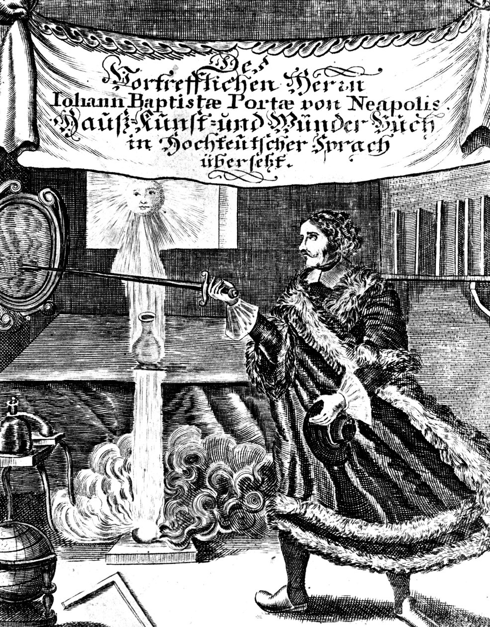 Frontispicio de Magia Naturalis por Johannes Baptista della Porta, 1715 de Unbekannt