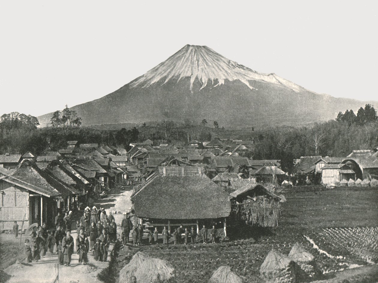 Fujiyama, la montaña sagrada, desde el pueblo de Jedzumi, Japón, 1895 de Unbekannt